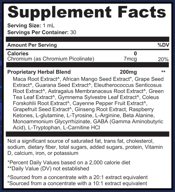 Supplement Facts for NeuroPeak Drops